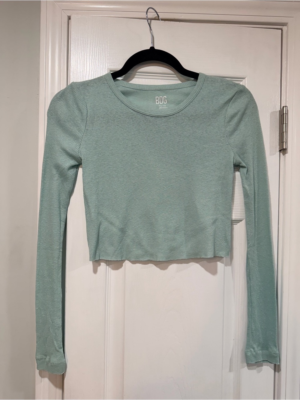 NWT BDG Urban Outfitters Size XS Ribbed Crop Top Long Sleeve Mint Green Stretch